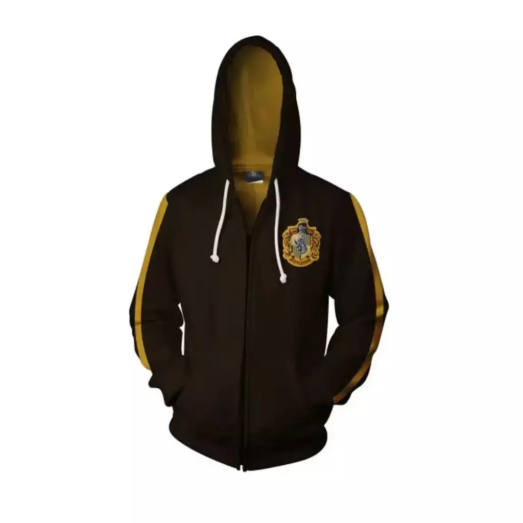 Harried Cosplay College Gryffindor Badge moletom, Camisola com capuz com zíper, Sonserina Hufflepuff Ravenclaw Top, Novo