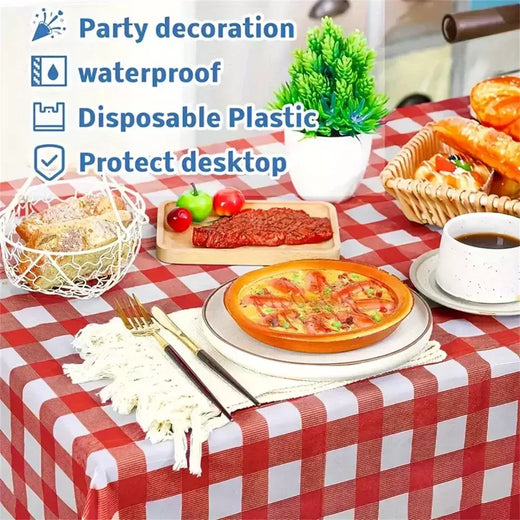Toalha De Mesa Impermeável De Xadrez Vermelho, Home Dining Coffee Table Cover, Decoração De Festa De Casamento, Piquenique Interior e Exterior