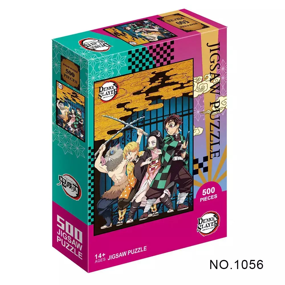 500/1000 peças quebra-cabeças para adultos demon slayer anime japonês série kimetsu dos desenhos animados crianças brinquedos educativos iluminar presentes
