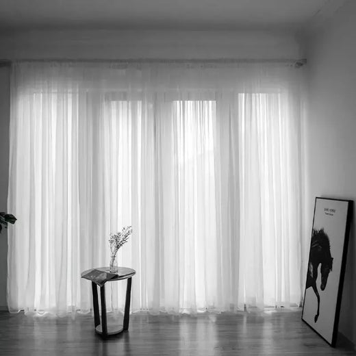 Branco Tulle cortinas Sheer para sala de estar, cortinas transparentes, sombreamento estilo simples, Voile Cortina