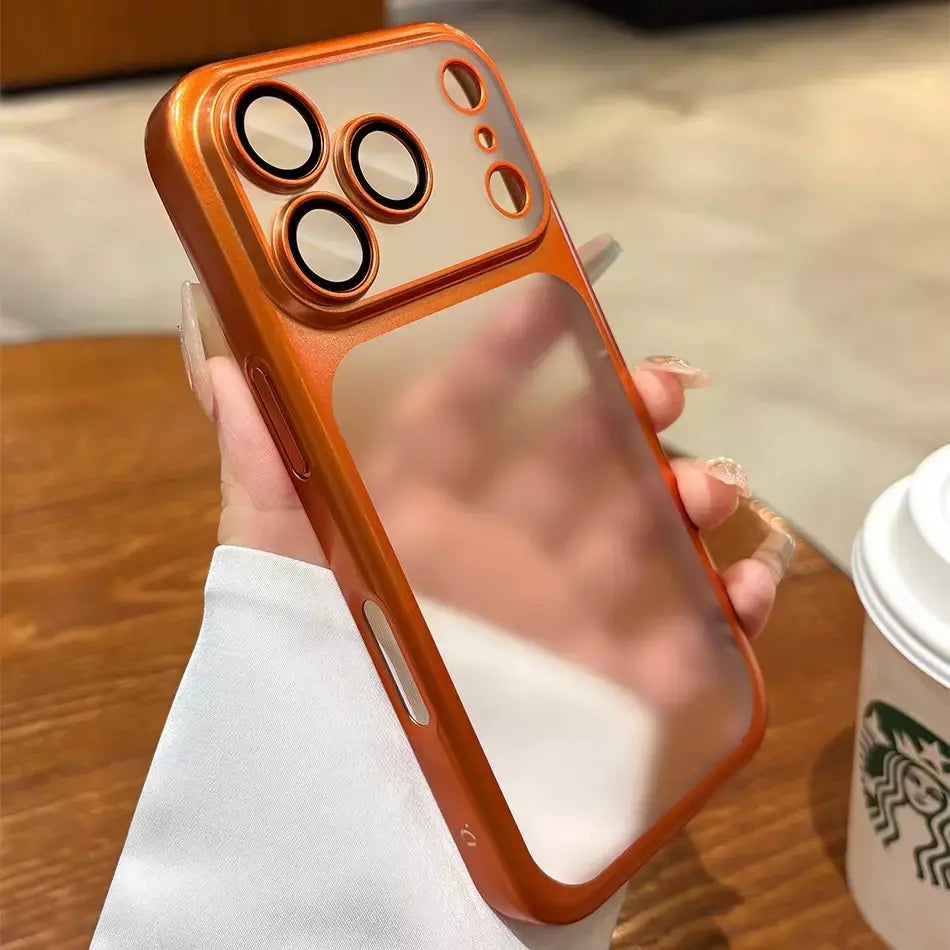 Mais recente laranja ultra fino fosco caso de telefone para iphone 17 pro max 17pro 17 com lente filme proteção à prova de choque duro pc capa