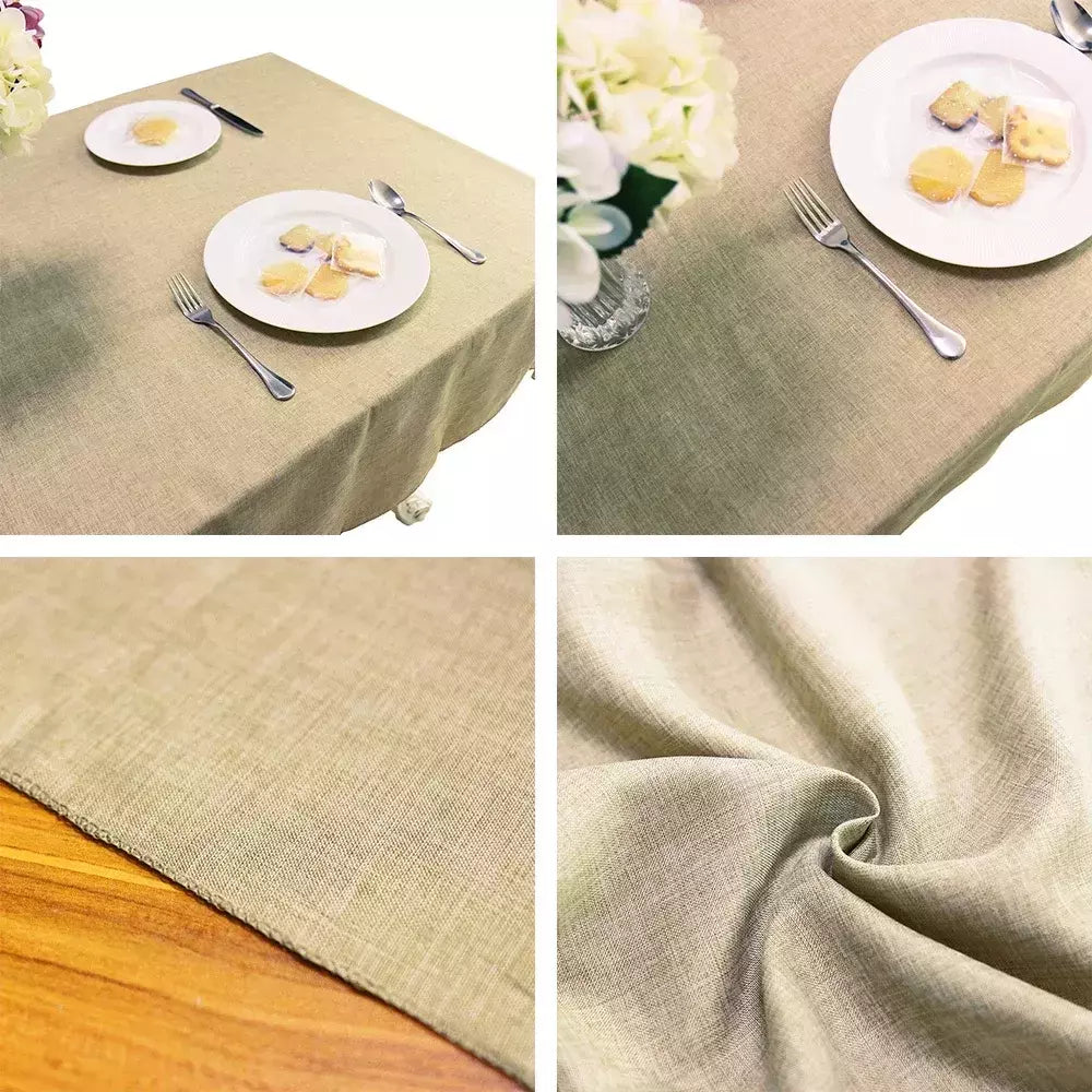 Toalha de mesa de linho algodão retangular vintage, toalha de mesa cáqui e cinza, mesa de jantar, decoração do banquete do Natal e do casamento