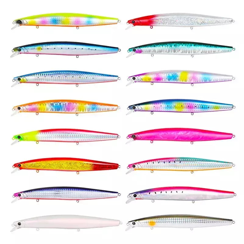 TSURIKNOYA-STINGER 163S-Ultra Long Casting Saltwater Sinking Minnow, Iscas de Pesca, Iscas Artificiais Duras para Robalo, 163mm, 34.2g