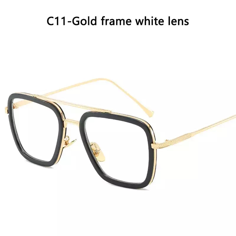 Tony Stark óculos de sol para homens e mulheres, óculos quadrados, armação de metal, Trendy Shades, Steam Punk, moda unissex