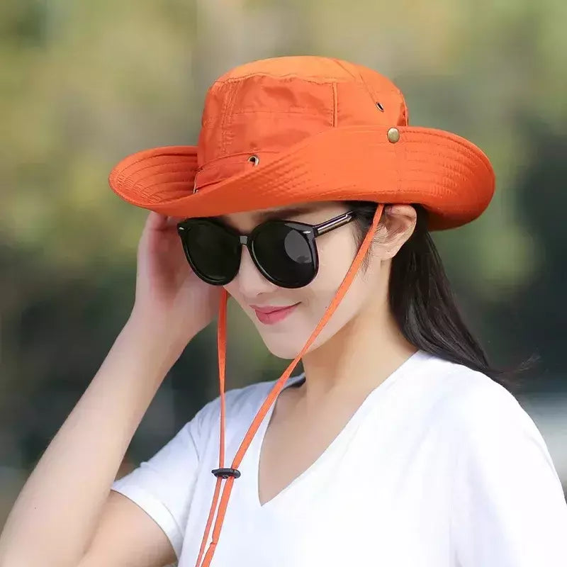 Unisex Verão Sunscreen Wide Brim Balde Chapéus Mulheres Proteção UV Waterproof Panama Caps Caça Sun Fisherman Hat para Mens Bob