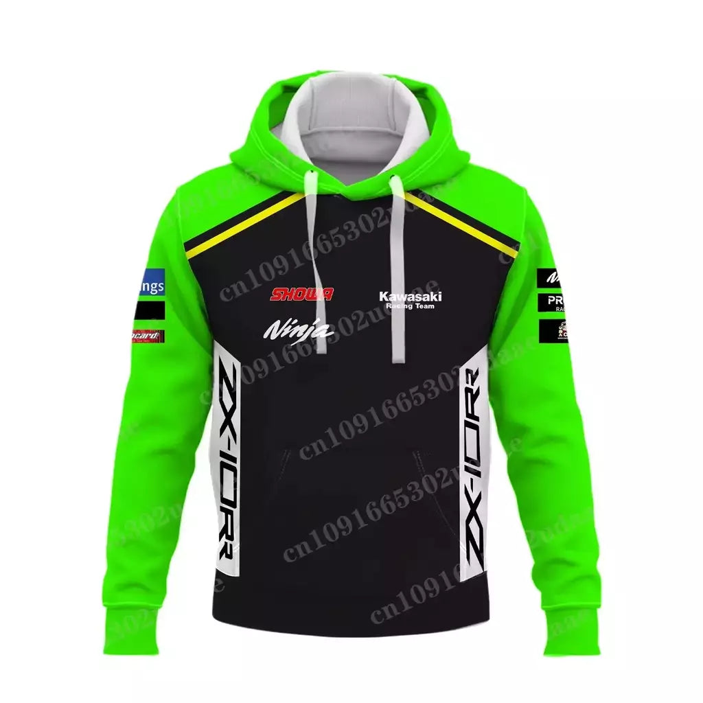 Moletons com capuz masculino e feminino, Forças de Corrida Kawasaki, Esportes Radicais, Nova Edição, 2024