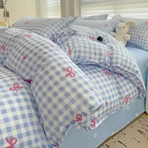 Conjunto de cama para meninas, capa de edredão, folha plana, fronha, sem enchimento, roupa de cama, macia, gêmea, completa, queen size, 3, 4pcs
