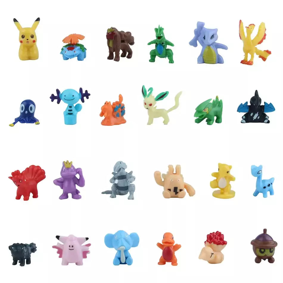 Pokémon Pikachu Mini Action Figure Model Toy para Crianças, Bonecas Coletivas Anime, Presentes de Aniversário, Não Repetindo, 24 Unidades, Conjunto, 2-3cm