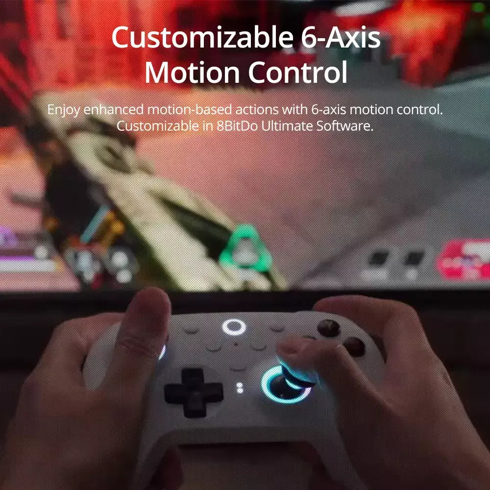 Controlador de jogos sem fio 8BitDo Ultimate 2 para PC e Android com joysticks TMR, gatilhos comutáveis, controle de movimento, 8 velocidades