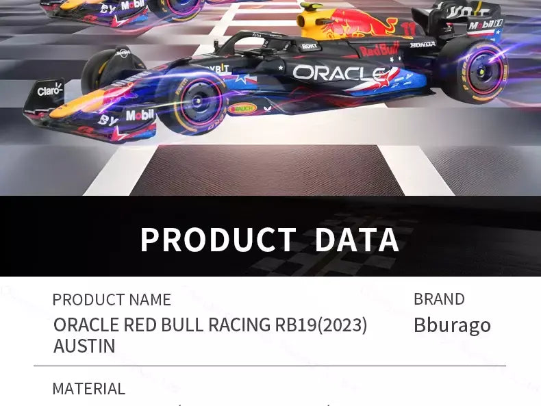 Bburago 1:43 Redbull 2023 RB19 Austin Miami Las Vegas GP # 1 # 11 F1 Racing Formula Car Simulação Estática Diecast Alloy Model Car