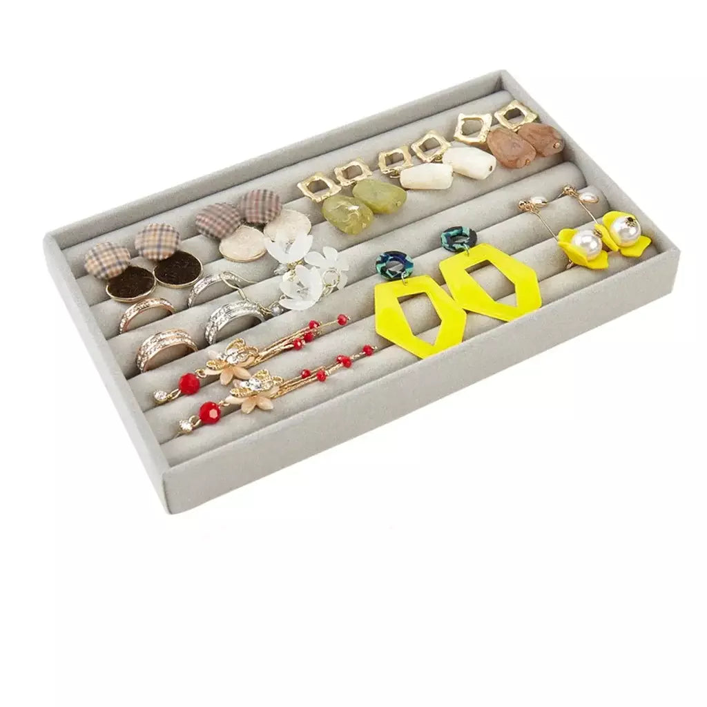 Bandeja de exibição de joias de veludo, vários estilos, colar, pulseira, brincos, broches, caixa de armazenamento, gaveta, organizadores de joias, 1 peça