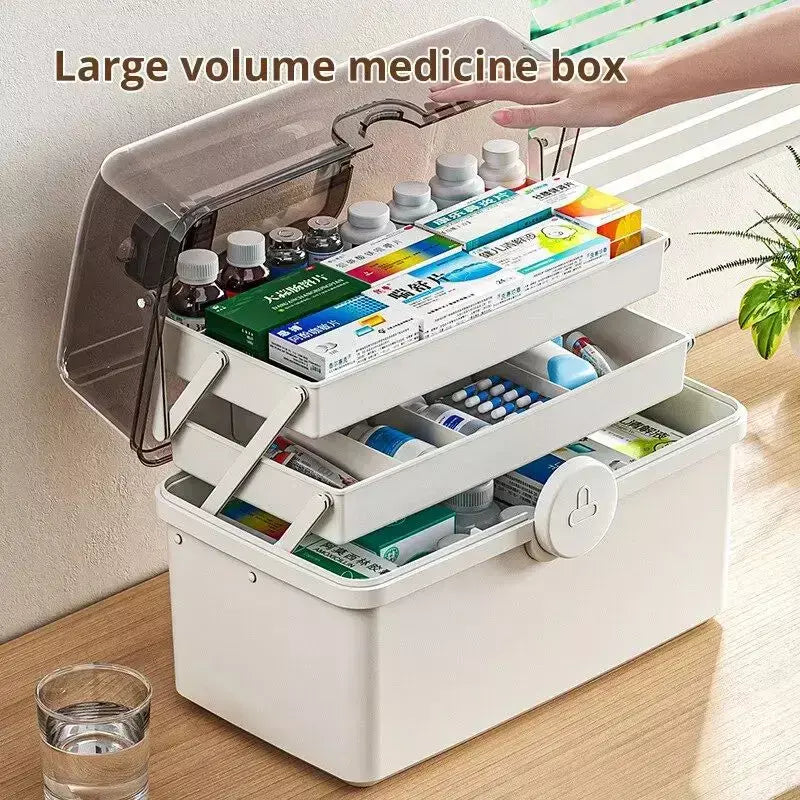 1pc branco caixa de medicina de grande capacidade para armazenamento de medicina em casa classificação multi camada caixa de medicina em casa