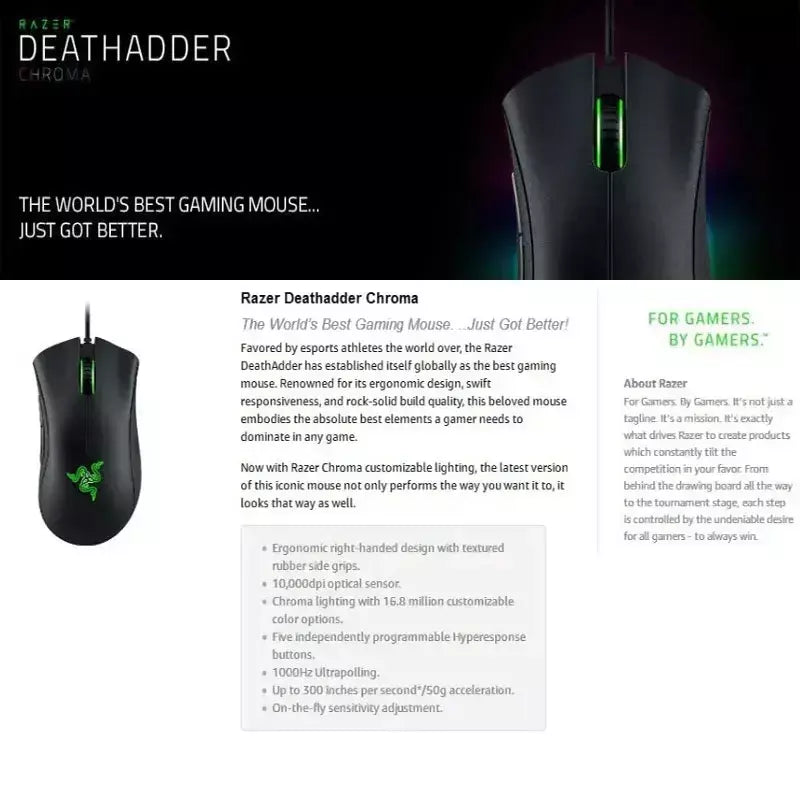 Mouse razerpuratory viper edição padrão 6400dpi com fio mouse para jogos marca mercadoria presente de aniversário presente de formatura atacado