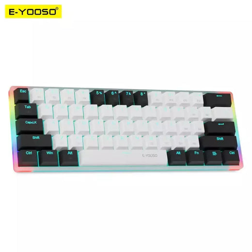 E-YOOSO Z11T USB com fio, teclado de jogos mecânico, azul, vermelho, chave 61 teclas, gamer, russo, brasileiro, português para computador portátil