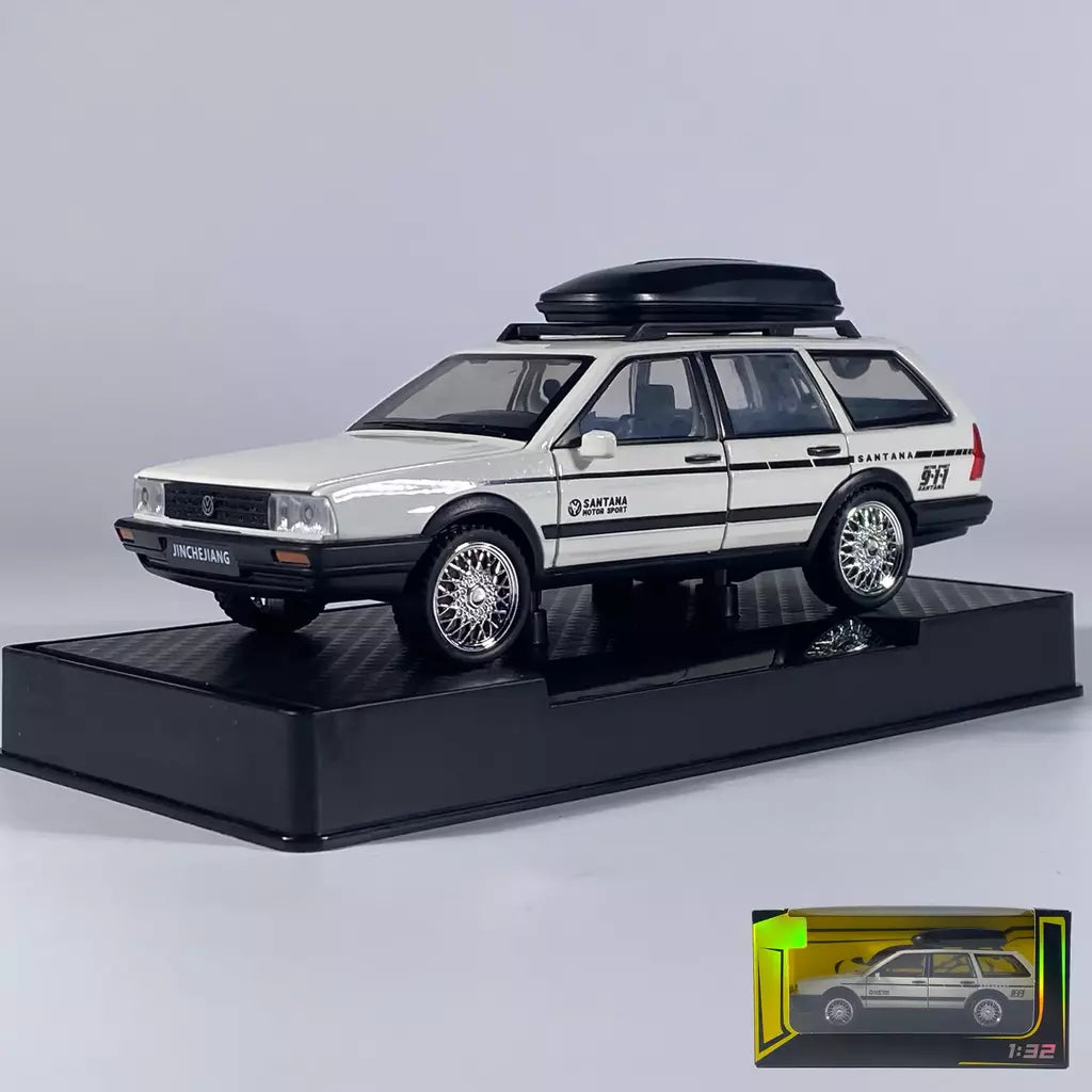 1:32 volkswagenwerk santana wagon liga de metal diecast modelo carro som & luz puxar para trás simulação clássica coleção hobby presente