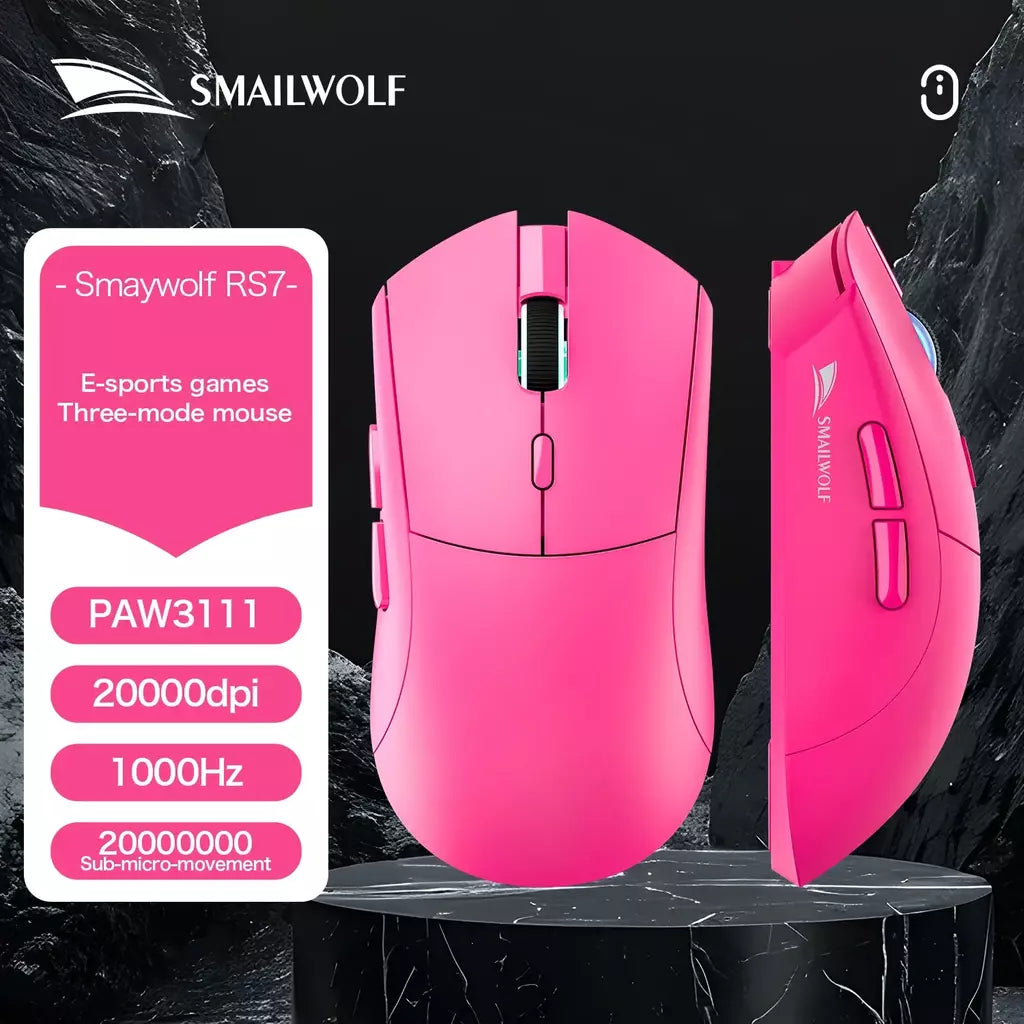 SMAILWOLF RS7 Bluetooth mouse para jogos sem fio PAW3311 driver de definição macro mouse desktop laptop computador