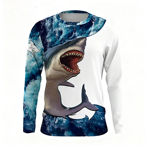Terno de pesca com estampa completa 3d masculino, camiseta solta de manga comprida respirável de secagem rápida, ciclismo ao ar livre, fitness, esportes, tops casuais