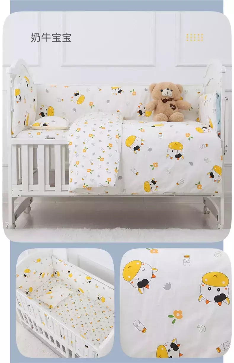 Universo Espaço Algodão cama do bebê Set, Crib Roupa de cama, Kids 'Bedroom Decor, Baby Girl and Boy's Crib, Bed Bumper, Bedsheet and Pillow, 6PCs