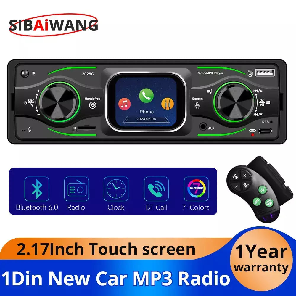 Rádio do carro mp3 bluetooth6.0 player 1din 2.17 Polegada bt chamada universal tela de toque fm tf cartão aux usb multimídia carro player