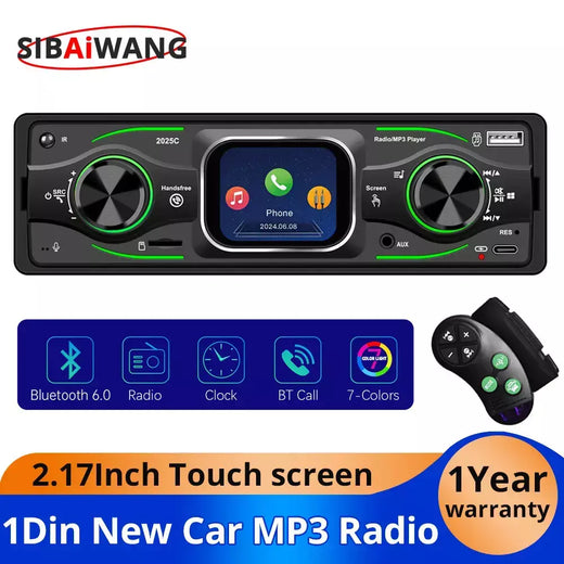 Rádio do carro mp3 bluetooth6.0 player 1din 2.17 Polegada bt chamada universal tela de toque fm tf cartão aux usb multimídia carro player