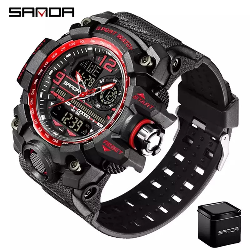 Relógio de quartzo estilo G SANDA masculino, choque impermeável, relógio militar esportivo, relógio de pulso digital masculino, relógio, novo, 3133, 50m, 2022