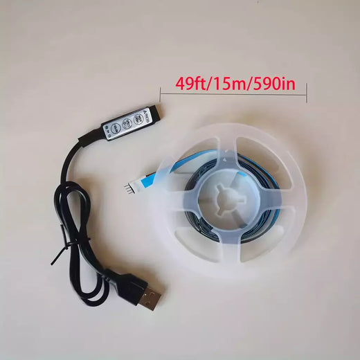 RGB LED Strip Light para Home Decor, Patch Lights, USB 5V, 3 Key Controller, Sala de estar, Quarto, TV, Bac, 5050SMD, 0.28FT, 16.4FT, 1 conjunto