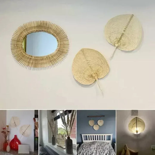 1 peça ventilador tecido de bambu em forma de pêssego artesanal puro, ventilador de verão, ventilador artístico e fresco pu, ventilador com manivela manual