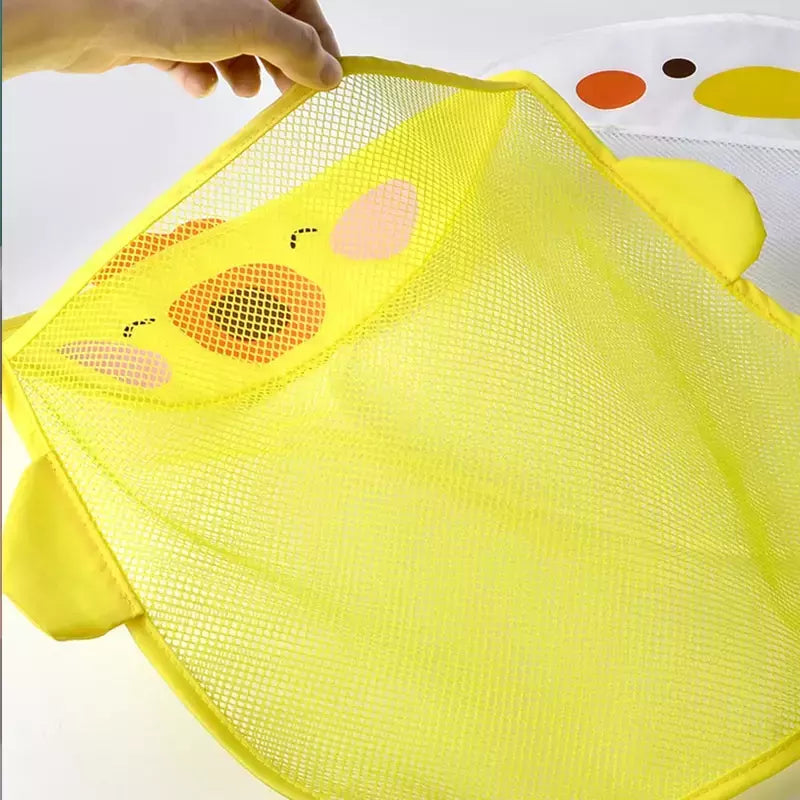 Qwz novo pato dos desenhos animados do bebê saco de malha do banheiro otário design para brinquedos de banho crianças formas animais pano areia brinquedos armazenamento net saco