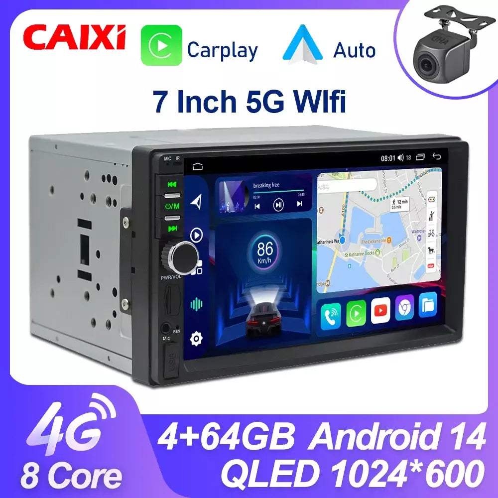 Caixi rádio universal 2din android 14 carro multimídia carplay autoradio gps para toyota nissan jeep hyundai kia chevrolet vw fiat