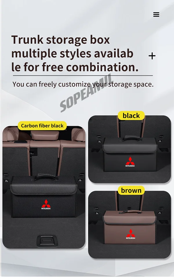 Para mitsubishi outlander pajero asx colt lancer l200 triton RalLIART caixa organizadora de porta-malas de carro caixa traseira estiva arrumação saco de armazenamento