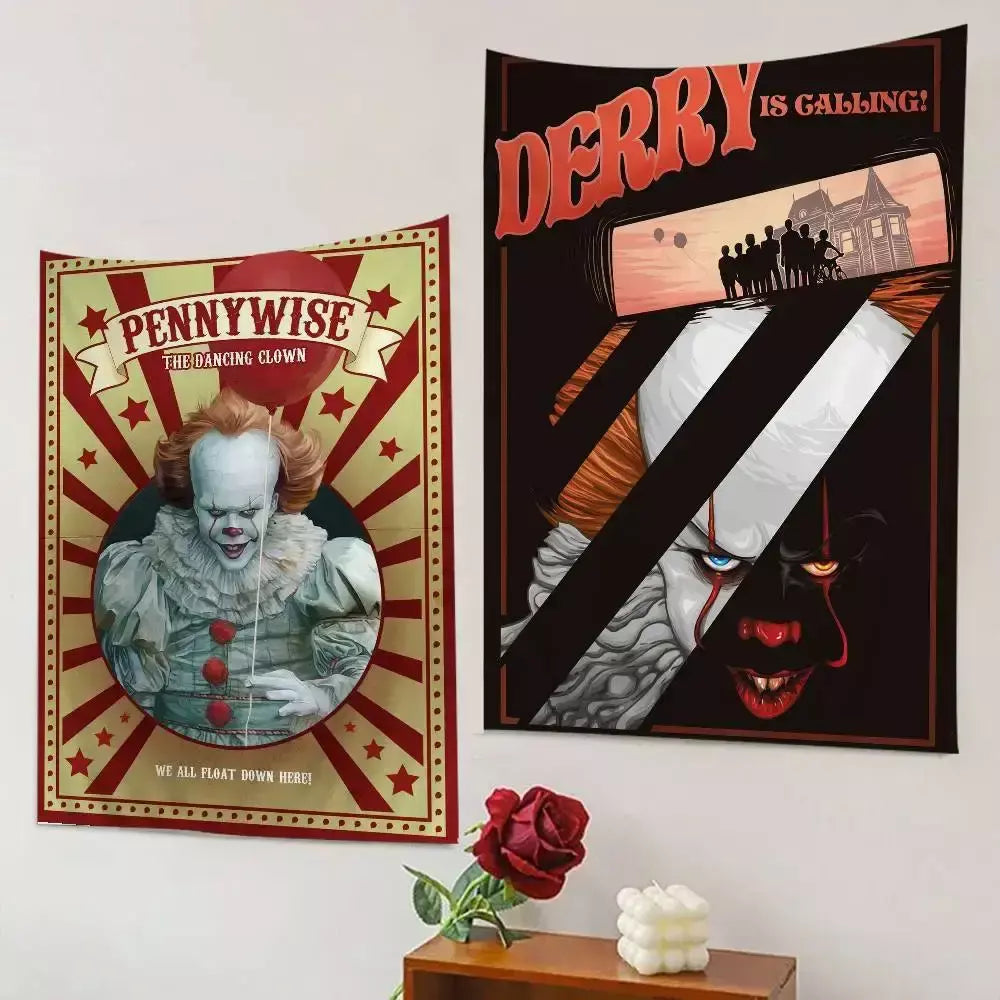 Filme de terror l-lt p-pennywise palhaço gráfico tapeçaria arte ficção científica sala decoração de casa barato hippie parede pendurado