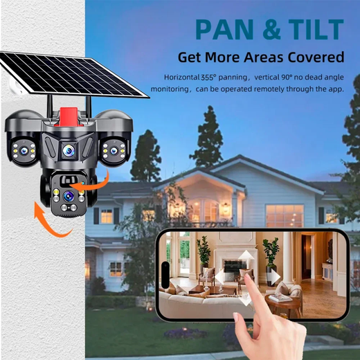 Kerui v380 pro ao ar livre ptz 6mp wifi 4g câmera solar de segurança em casa lente tripla câmera painel solar cctv vigilância vídeo