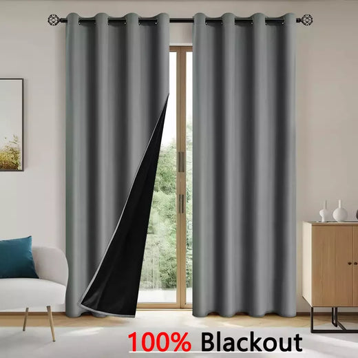 Cortinas monocromáticas blackout, sombreamento completo e proteção solar, quarto e sala de estar, 100% blackout, 1pc