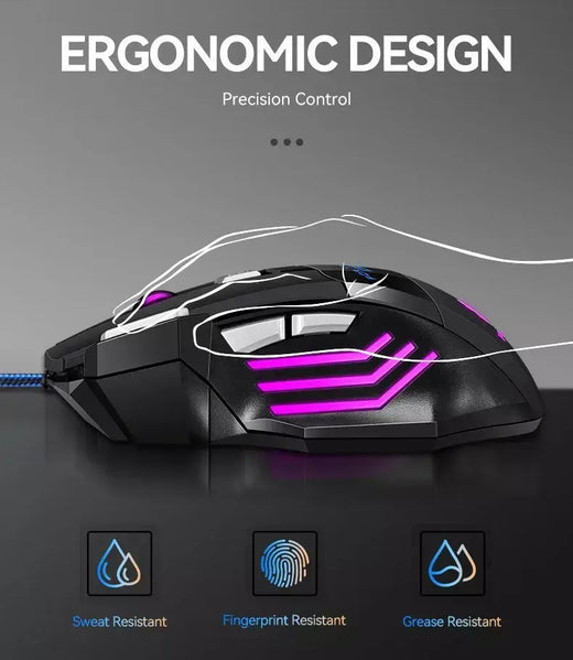 1 pc novo mouse para jogos usb hipervelocidade rgb retroiluminado ergonômico mouse para jogos 7d esports mouse com fio para computador portátil gamer
