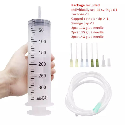 Seringas grandes de 100-550ml com tubo para seringas de plástico líquido com tampa de ponta para distribuição de cola, rega, recarga, alimentação