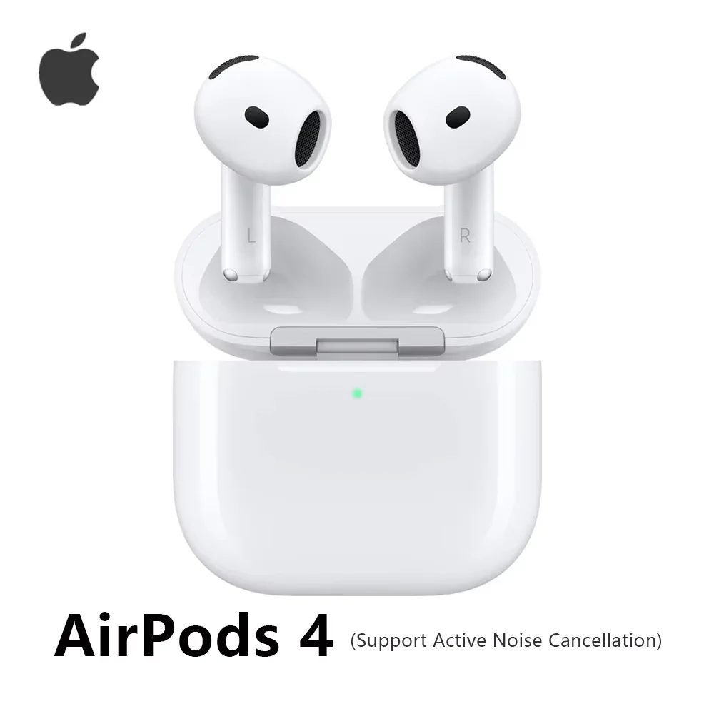 Novo Apple AirPods 4 suporta cancelamento de ruído ativo com estojo de carregamento MagSafe (USB-C) Fones de ouvido Bluetooth quarta geração