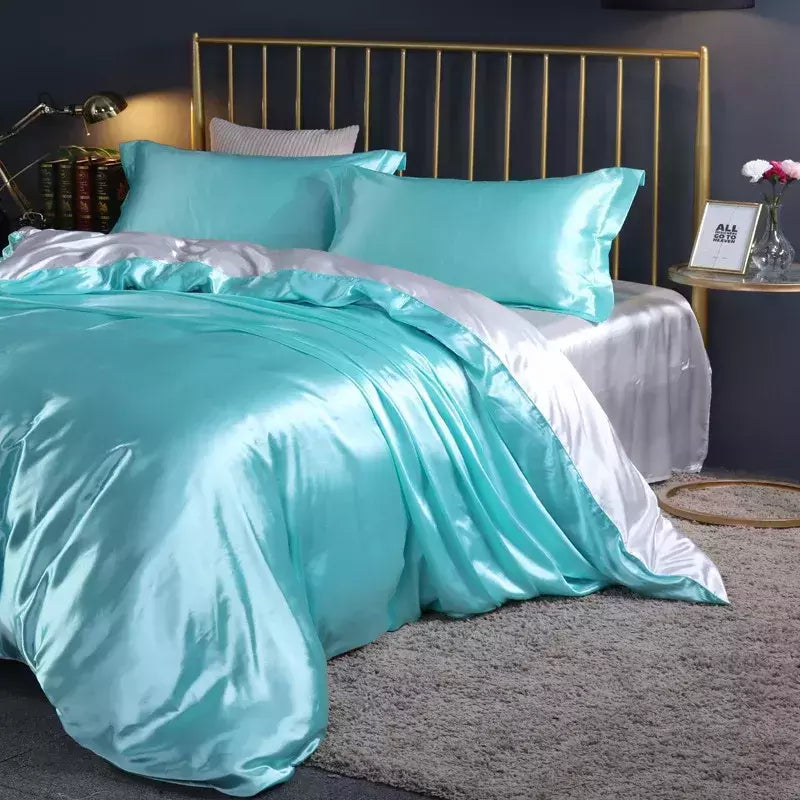 Conjunto De Cama De Luxo Com Capa De Edredão, 100% Seda, Duplo King e Queen Size, Conjuntos De Roupa De Cama, Kit De Capa De Cama, 4PCs