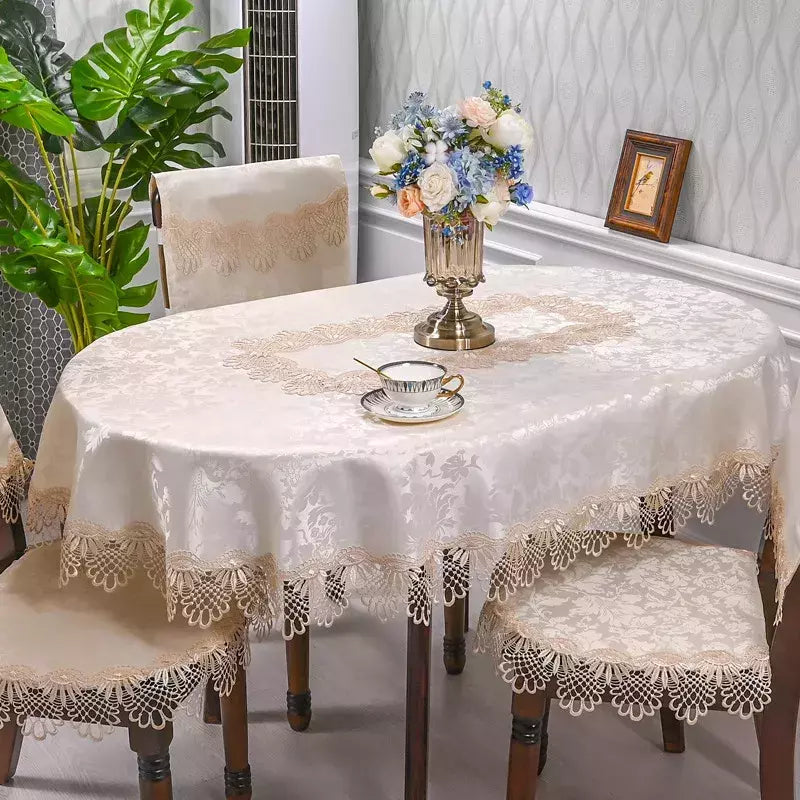 Toalha de mesa redonda do laço europeu para a sala de estar, mesa de chá simples, hotel, hotel, agregado familiar, luxo, pano