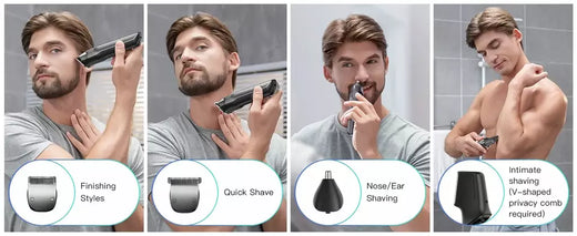 Kensen s30 4 em 1 máquina de cortar cabelo sem fio display led masculino aparador de barba/nariz recarregável barbeiro aliciamento kit máquina de corte de cabelo