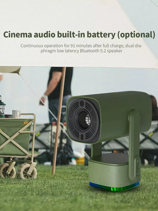 Salange 4K Projetor K2 Smart Android 11.0 Bateria embutida Alto-falante Bluetooth WIFI Foco automático Correção Keystone Estilo livre para Samsung iPhone Android Celular Viagem Projetor de filmes ao ar livre