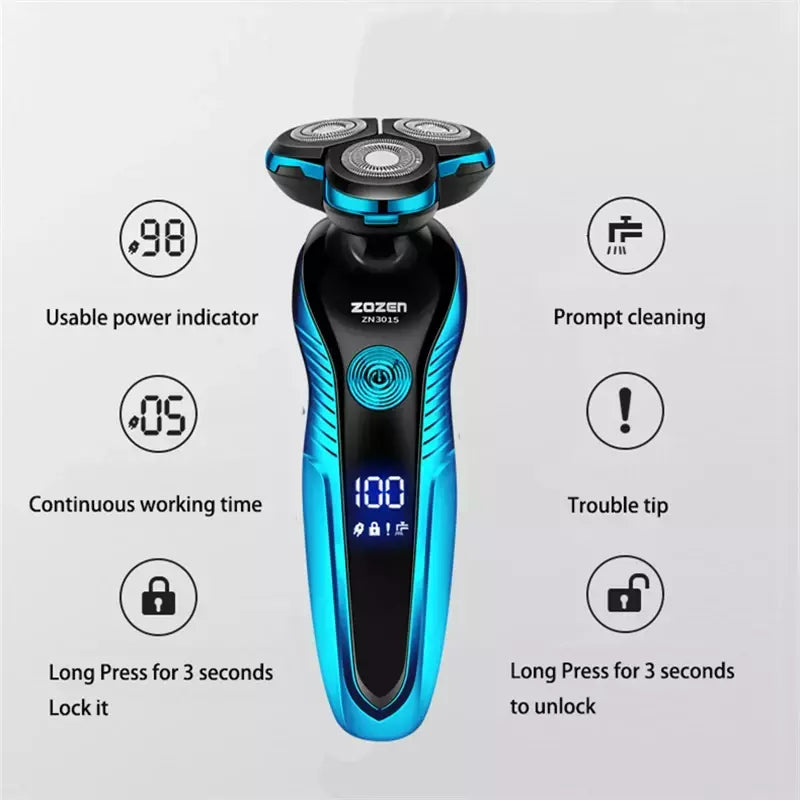 ZOZEN-Barbeador elétrico recarregável para homens, lâmina, aparador de cabelo, corte, máquina de barbear, aparador de barba, seco, uso duplo