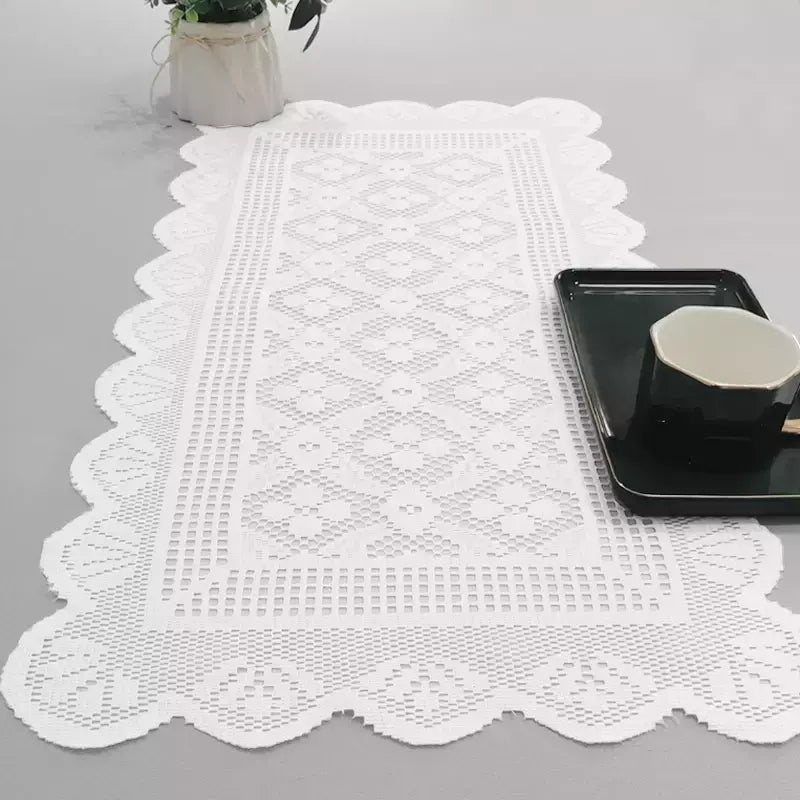 Modern Minimalista White Lace Table Runner, Nordic Style Table Decoration Set, Toalha de mesa de linho, adequado para cozinha e restaurantes