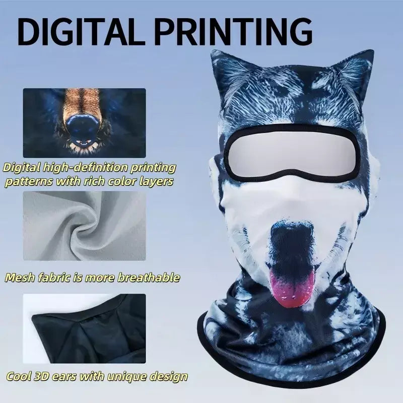 Balaclava de gato 3d para motocicleta, cachorro fofo, máscara facial completa, chapéu de esqui, forro de capacete, ciclismo, cosplay, máscaras de festa de halloween