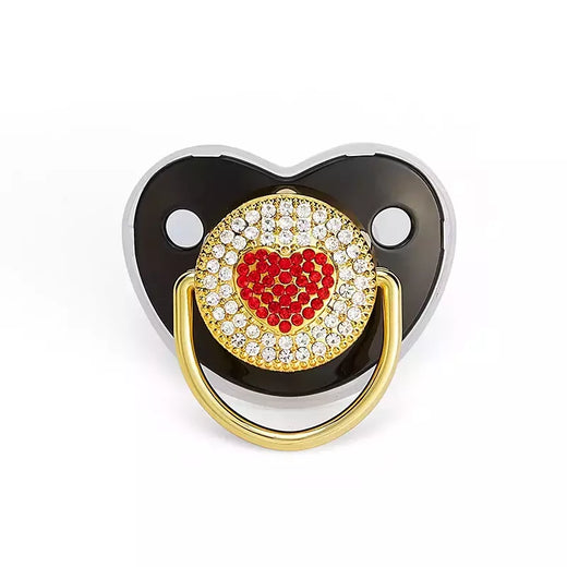 Coração Rhinestone Chupeta dos bebês com tampa, infantil Chupeta, mordedor, Silicone manequim bico, chuveiro recém-nascido, luxo, Bling