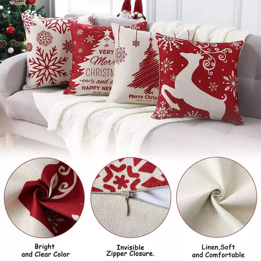 Jogue fronhas com decoração de férias, decorações de Natal, capas de sofá, conjunto de 4, 2023