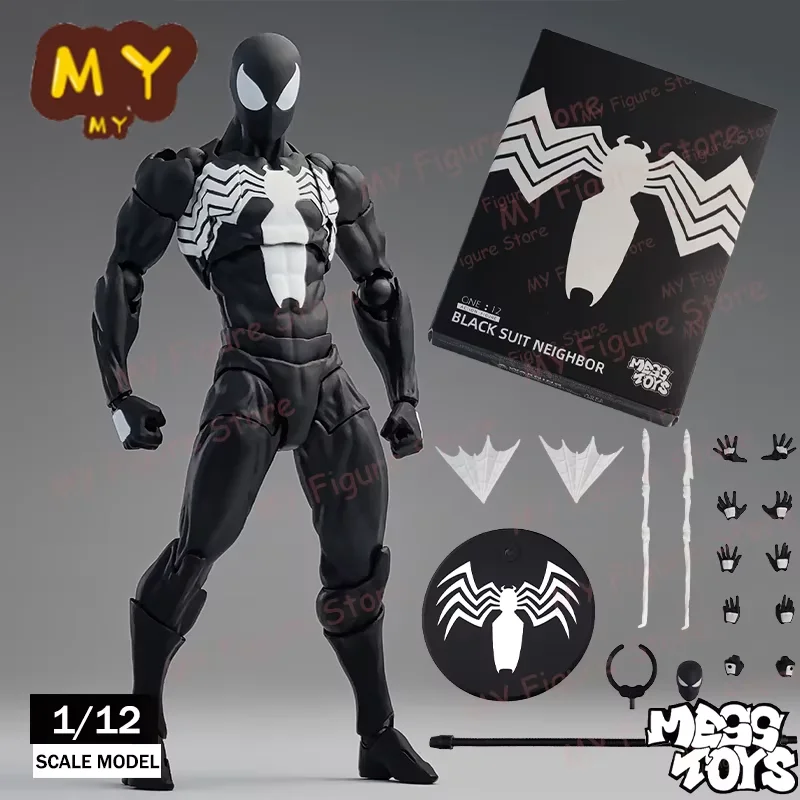 Novos brinquedos bagunça figura do homem-aranha terno preto vizinho simbionte messto brinquedos escarlate vizinho figura de ação ct brinquedos preto vermelho homem aranha