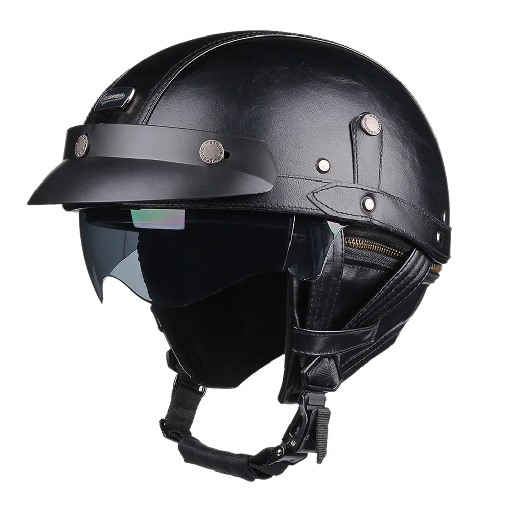 Retro capacete da motocicleta dot certificação moto capacete das mulheres dos homens meio capacete lente hd casco quatro estações equitação scooter capacetes