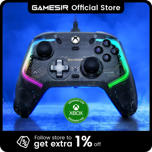 Gamepad com fio GameSir Kaleid Xbox Controller para Xbox Series X, Xbox Series S, console de jogos Xbox One, com joystick de efeito Hall