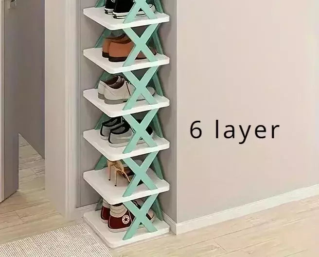 Sapateira dobrável e destacável de várias camadas, plástico, espaço familiar, adequado para quartos do corredor, 1pc
