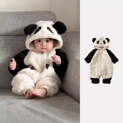 0-36 meses macacão de bebê recém-nascido inverno macacão geral panda animal com capuz macacão manter quente para menino menina hallowe pijamas macios